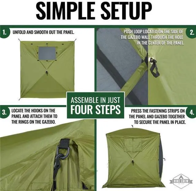 Alt view image 2 of 5 - Hike Crew Pop-Up Gazebo Side Panel with Window | Compatible with 4 and 6 Sided Tents with 6ft Panels | Durable Water Wind & Sun Resistant Tarp Attachment