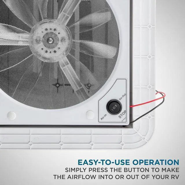 Alt view image 6 of 7 - Hike Crew 11 RV Roof Vent Fan w/ LED Light | 12V Intake & Exhaust Camper Fan | Manual Open/Close | Includes Screws & Garnish | White Lid