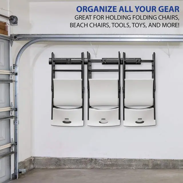 Alt view image 5 of 5 - RaxGo Chair Storage Rack, Wall Mounted Folding Chairs Organizer and Hanger System ,For Home, Garage, Heavy Duty