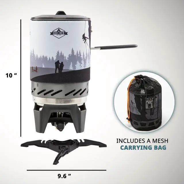 Alt view image 3 of 7 - HikeCrew Portable Gas Powered Stove top & Cooking System, Compact Camping Cooktop with 1L Pot, Silicone Lid, Folding Handle & Carry Bag, Perfect for Camping, Hiking, Backpacking, Survival & Emergenc