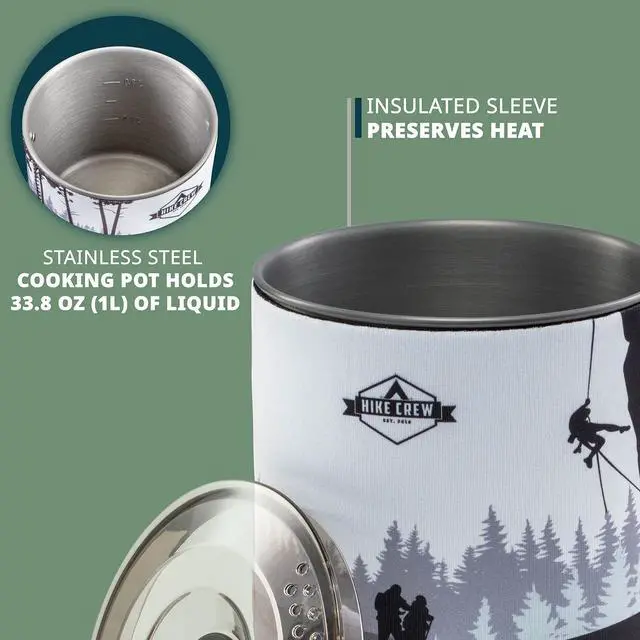 Alt view image 6 of 7 - HikeCrew Portable Gas Powered Stove top & Cooking System, Compact Camping Cooktop with 1L Pot, Silicone Lid, Folding Handle & Carry Bag, Perfect for Camping, Hiking, Backpacking, Survival & Emergenc