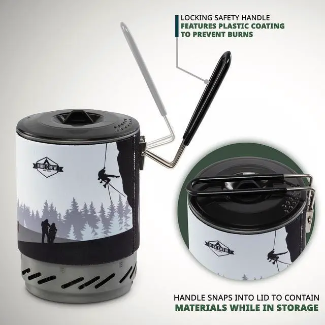 Alt view image 7 of 7 - HikeCrew Portable Gas Powered Stove top & Cooking System, Compact Camping Cooktop with 1L Pot, Silicone Lid, Folding Handle & Carry Bag, Perfect for Camping, Hiking, Backpacking, Survival & Emergenc