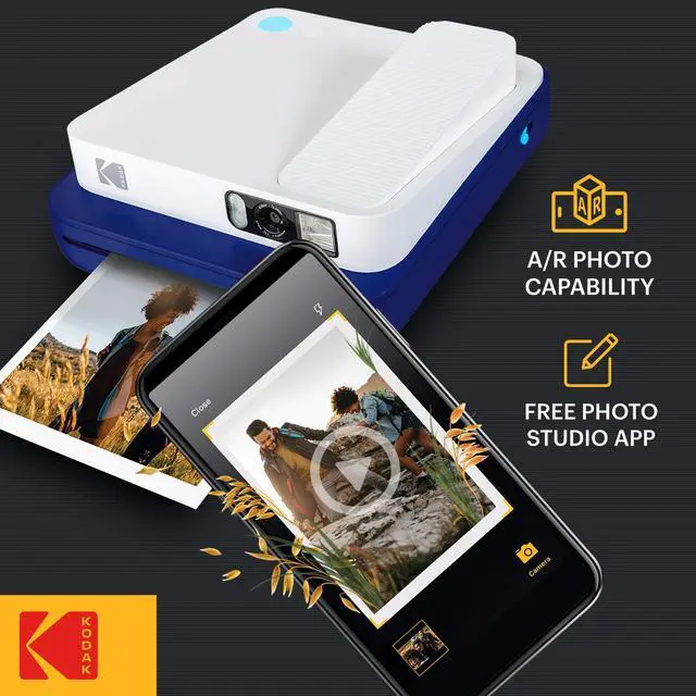 Alt view image 2 of 7 - Zink KODAK Smile Classic Digital Instant Camera for 3.5 x 4.25 Zink Photo Paper - Bluetooth, 16MP Pictures (Blue)