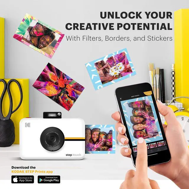 Alt view image 5 of 6 - Kodak Step Touch | 13MP Digital Camera & Instant Printer with 3.5 LCD Touchscreen Display, 1080p HD Video - Editing Suite, Bluetooth & Zink Zero Ink Technology | White