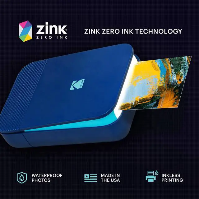 Alt view image 6 of 6 - KODAK Smile Instant Digital Bluetooth Printer for iPhone & Android  Edit, Print & Share 2x3 ZINK Photos w/ Smile App (Blue) Sticker Edition