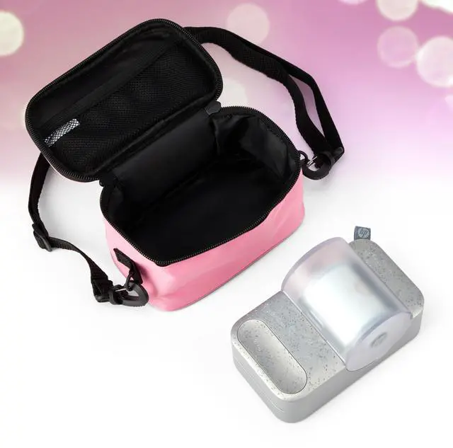 Alt view image 5 of 7 - Zink Premium Carrying Case w/ Adjustable Strap, Built-in Mesh Pocket Stores Zink Roll Paper, USB Cable, and Other Accessories(Pink) Compatible with HP Sprocket Panorama Instant Printer (Case Only)