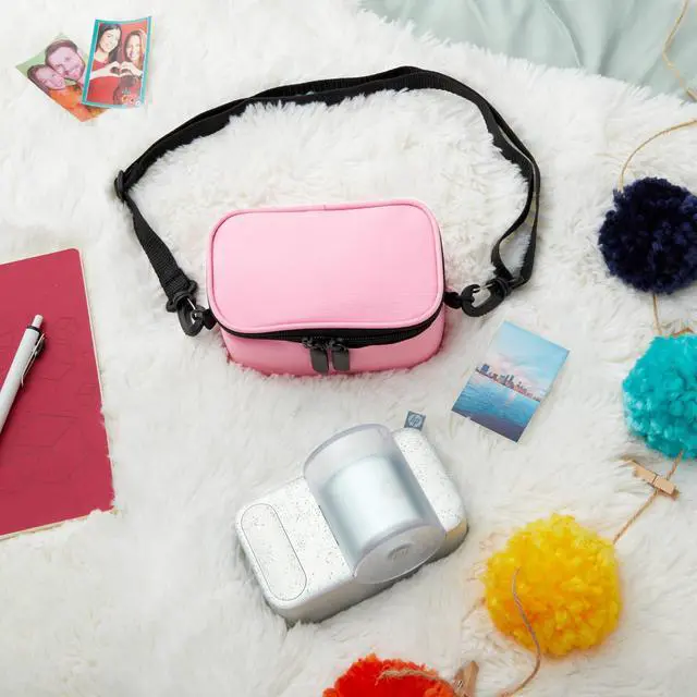 Alt view image 7 of 7 - Zink Premium Carrying Case w/ Adjustable Strap, Built-in Mesh Pocket Stores Zink Roll Paper, USB Cable, and Other Accessories(Pink) Compatible with HP Sprocket Panorama Instant Printer (Case Only)