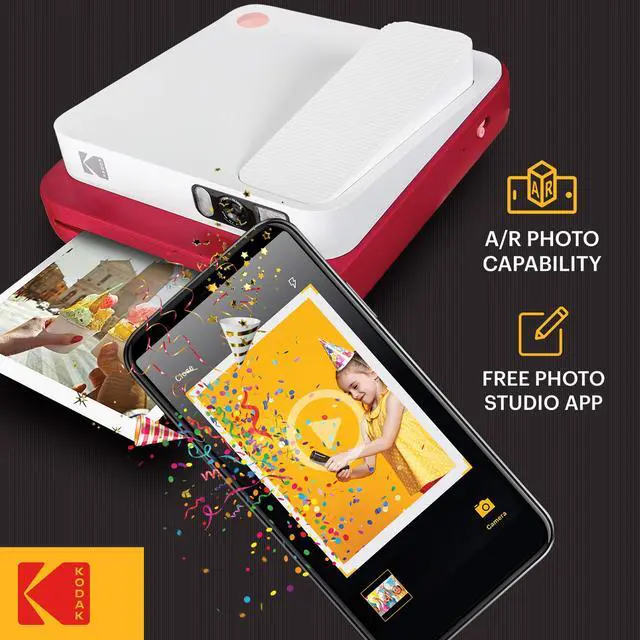 Alt view image 2 of 7 - Zink KODAK Smile Classic Digital Instant Camera for 3.5 x 4.25 Zink Photo Paper - Bluetooth, 16MP Pictures (Red)