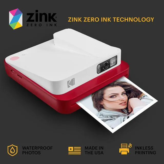 Alt view image 4 of 7 - Zink KODAK Smile Classic Digital Instant Camera for 3.5 x 4.25 Zink Photo Paper - Bluetooth, 16MP Pictures (Red)