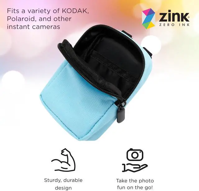 Alt view image 2 of 7 - Zink Soft Camera Case Small Instant Print Camera & Printer Bag w/ Photo Paper Pocket, Zipper Closure & Crossbody Shoulder Strap (Blue) for Kodak, Lifeprint, Polaroid, HP, Canon, Fujifilm