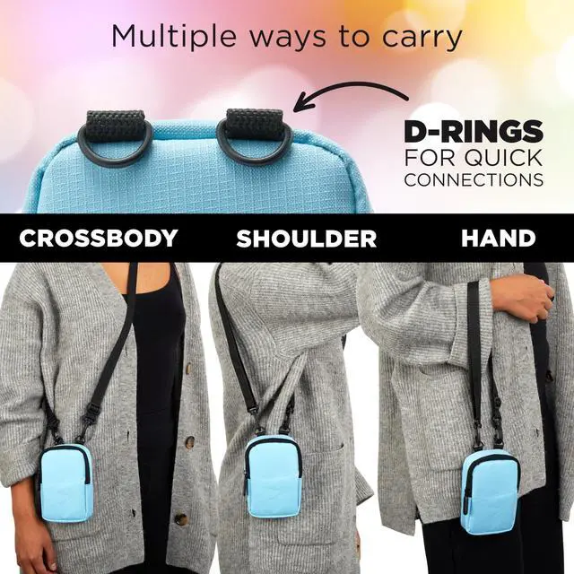 Alt view image 6 of 7 - Zink Soft Camera Case Small Instant Print Camera & Printer Bag w/ Photo Paper Pocket, Zipper Closure & Crossbody Shoulder Strap (Blue) for Kodak, Lifeprint, Polaroid, HP, Canon, Fujifilm
