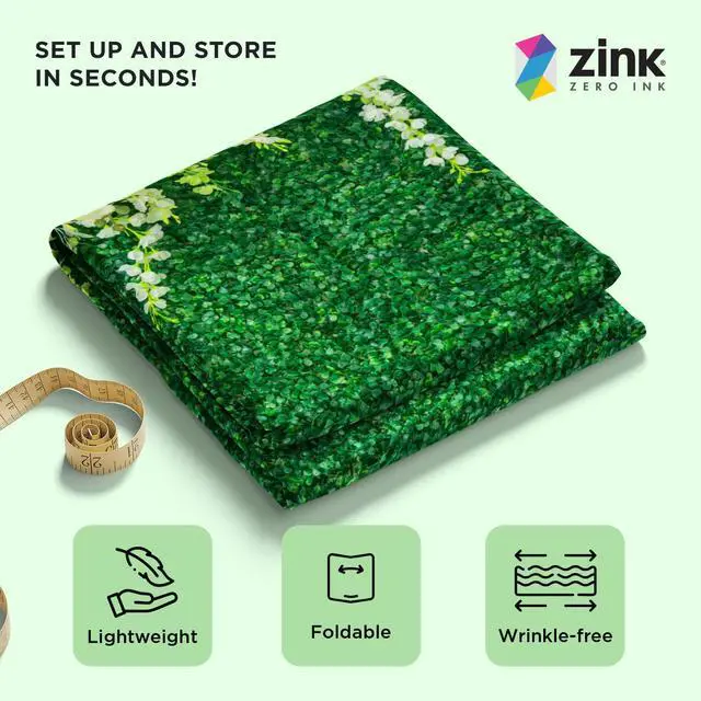 Alt view image 3 of 5 - Zink Leaves Photo Backdrop - Wrinkle-Free 4.5 Ft x 6 Ft Nature-Themed Photo Studio Backdrop for Birthdays, Weddings, Bridal Showers, and More