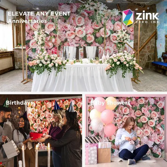 Alt view image 4 of 5 - Zink Roses Photo Backdrop - Wrinkle-Free 4.5 Ft x 6 Ft Roses Photo Studio Backdrop for Birthdays, Weddings, Bridal Showers, Valentine's Day, and More