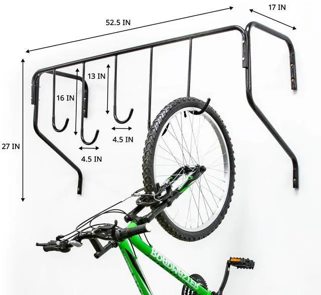 Alt view image 3 of 6 - RaxGo Garage Bike Rack, Wall mounted Bicycle Storage Hanger, 5 Adjustable Hooks Universal for Indoor & Home Use