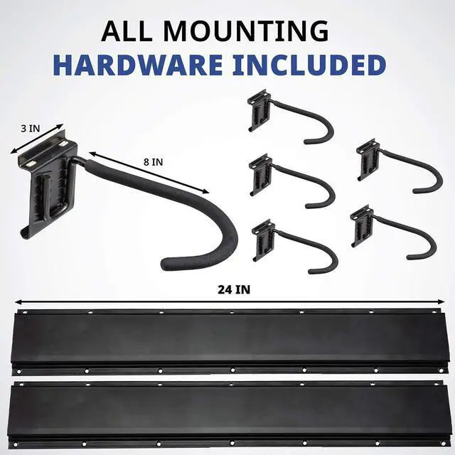 Alt view image 2 of 6 - RaxGo Garage Bike Rack, Wall mounted Bicycle Storage Hanger, 6 Adjustable Hooks Universal for Indoor & Home Use