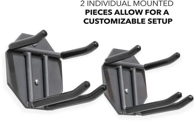 Alt view image 3 of 7 - RaxGo Ski Wall Mounted Rack, Holds Skis & Skiing Poles or Snowboard for Home and Garage Storage, Heavy Duty and Rubber-Coated Hook, (Set of 2)