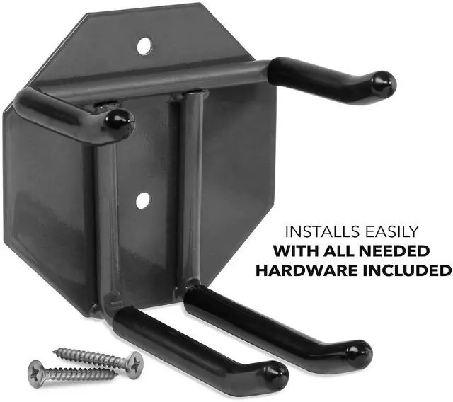 Alt view image 5 of 7 - RaxGo Ski Wall Mounted Rack, Holds Skis & Skiing Poles or Snowboard for Home and Garage Storage, Heavy Duty and Rubber-Coated Hook, (Set of 2)