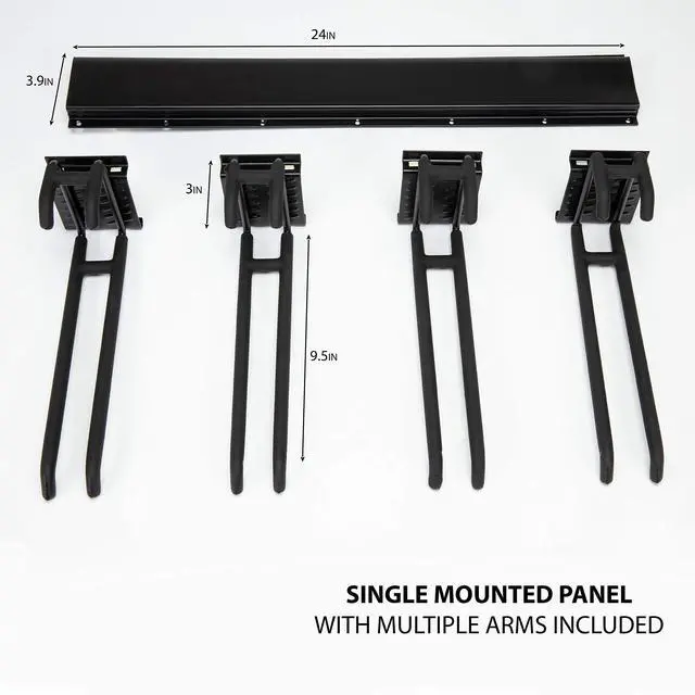 Alt view image 4 of 7 - RaxGo Ski Wall Rack, Holds 4 Pairs of Skis & Skiing Poles or Snowboard for Home and Garage Storage, Wall Mounted, Heavy Duty and Adjustable Rubber-Coated Hooks