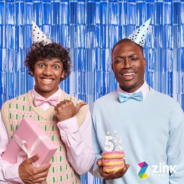 Alt view image 5 of 5 - Zink 2 Pack 3.28 Ft x 6.56 Ft Blue Foil Curtain Backdrop - Tinsel Streamers for Photo Booth, Birthday Party, Wedding, Graduation, Holiday Decorations
