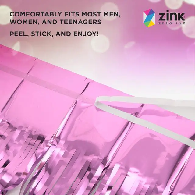 Alt view image 3 of 5 - Zink 2 Pack 3.28 Ft x 6.56 Ft Pink Foil Curtain Backdrop - Tinsel Streamers for Photo Booth, Birthday Party, Wedding, Graduation, Holiday Decorations