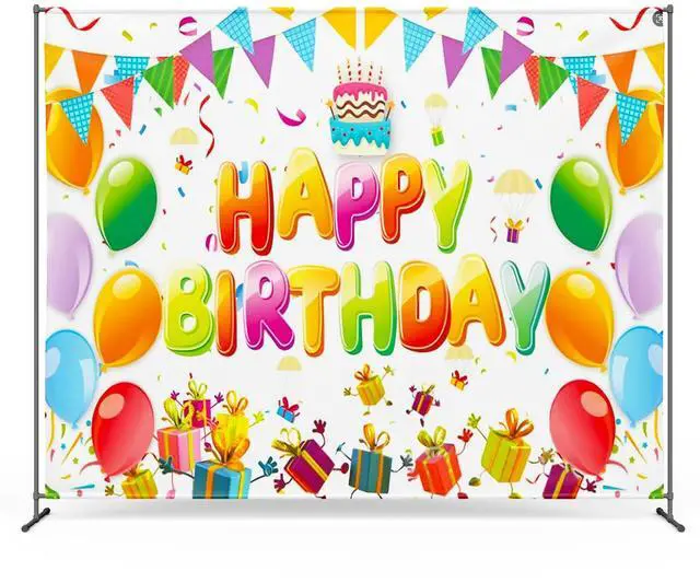 Main image of Zink Birthday Photo Backdrop - Wrinkle-Free 4.5 Ft x 6 Ft Photo Studio Backdrop with Happy Birthday Text