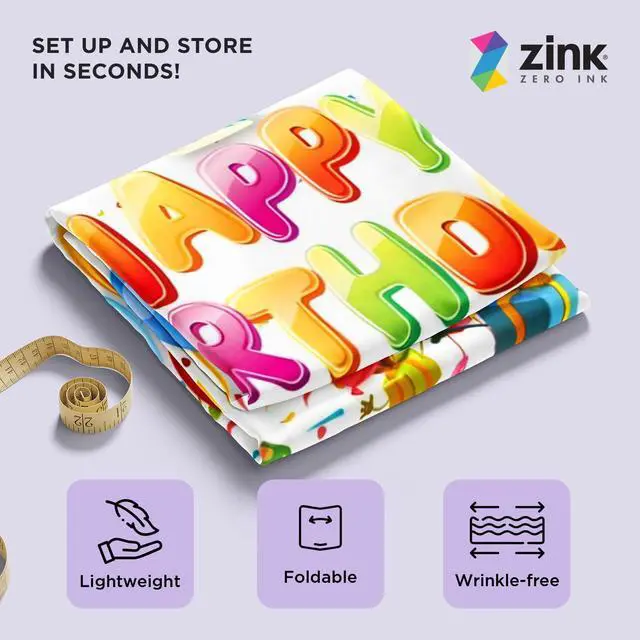 Alt view image 3 of 5 - Zink Birthday Photo Backdrop - Wrinkle-Free 4.5 Ft x 6 Ft Photo Studio Backdrop with Happy Birthday Text