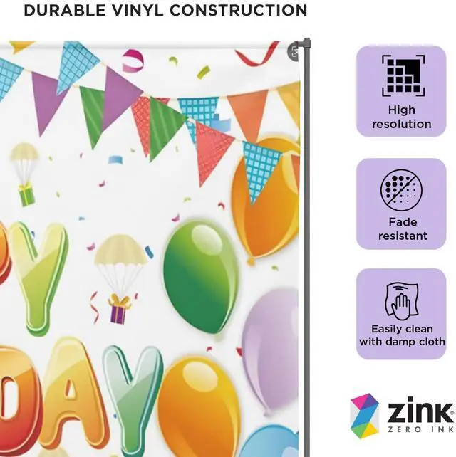 Alt view image 2 of 5 - Zink Birthday Photo Backdrop - Wrinkle-Free 4.5 Ft x 6 Ft Photo Studio Backdrop with Happy Birthday Text