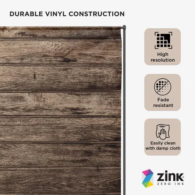 Alt view image 2 of 5 - Zink Vintage Wooden Wall Backdrop - Wrinkle-Free 4.5 Ft x 6 Ft Gray Wooden Photo Studio Backdrop for Birthdays, Weddings, Baby Showers, and More