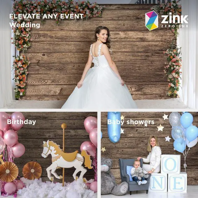 Alt view image 4 of 5 - Zink Vintage Wooden Wall Backdrop - Wrinkle-Free 4.5 Ft x 6 Ft Gray Wooden Photo Studio Backdrop for Birthdays, Weddings, Baby Showers, and More