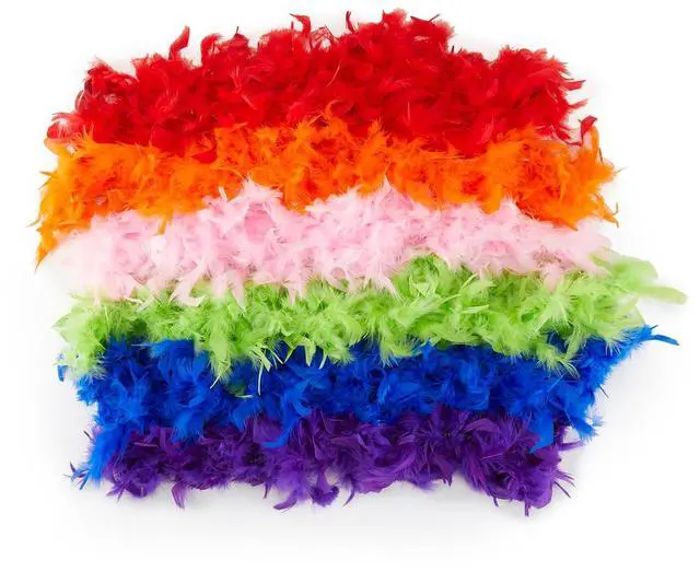 Main image of Zink 6PCS Colorful Feather Boas - 6 Fluffy Feather Boas for Dress-Up, Party Favors, Photo Booths, and More