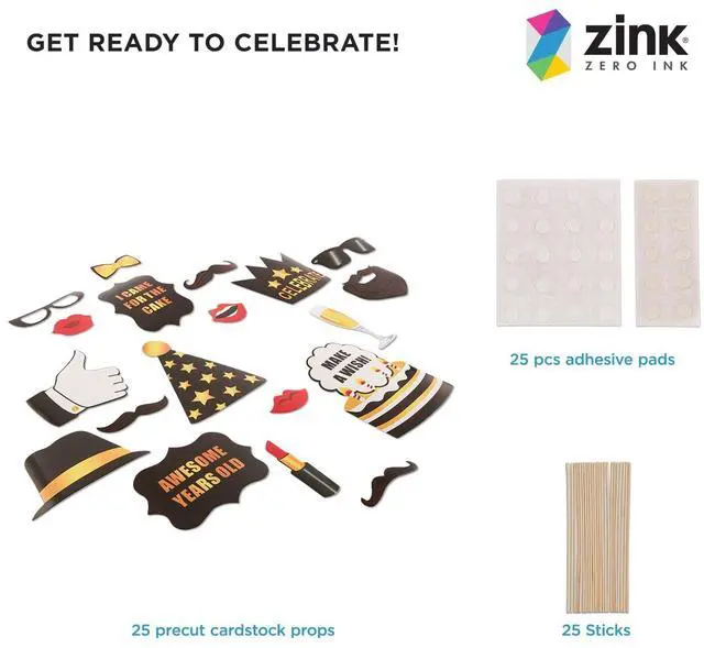Alt view image 2 of 5 - Zink 25PC Birthday Party Photo Booth Props - 25 Multicolored Happy Birthday Props for Adults & Kids