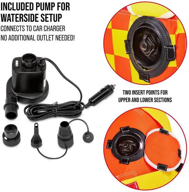 Alt view image 4 of 7 - Towable Water Tube | 2-Person Inflatable Floating Raft for Boating with Cushion Seats, Grip Handles, Dual Tow Points & Speed Safety Valve for Fast Inflation | 12V Air Pump & Tow Rope Included
