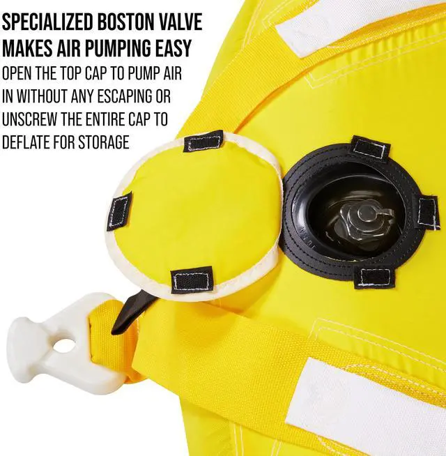 Alt view image 6 of 7 - Towable Water Tube | 3-Person Inflatable Floating Raft for Boating with Cushion Seats, Grip Handles, Dual Tow Points & Speed Safety Valve for Fast Inflation | 12V Air Pump & Tow Rope Included