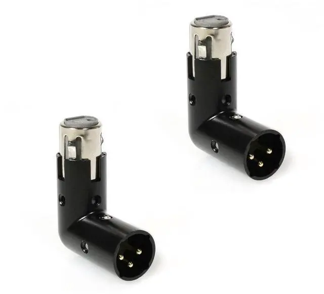 Main image of LyxPro XLR Angle Adapter Dual Male and Female can be positioned to 4 different angles Right Left and 90 degree great for mixers that interfere with other applications - 2 Pack
