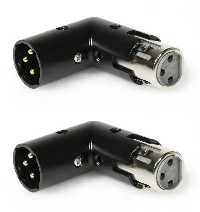 Alt view image 2 of 5 - LyxPro XLR Angle Adapter Dual Male and Female can be positioned to 4 different angles Right Left and 90 degree great for mixers that interfere with other applications - 2 Pack