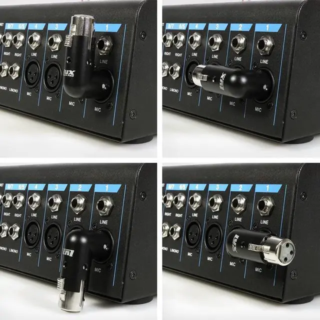 Alt view image 3 of 5 - LyxPro XLR Angle Adapter Dual Male and Female can be positioned to 4 different angles Right Left and 90 degree great for mixers that interfere with other applications - 2 Pack