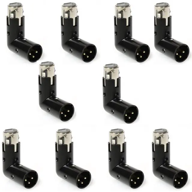 Alt view image 2 of 5 - LyxPro XLR Angle Adapter Dual Male and Female can be positioned to 4 different angles Right Left and 90 degree great for mixers that interfere with other applications - 10 Pack