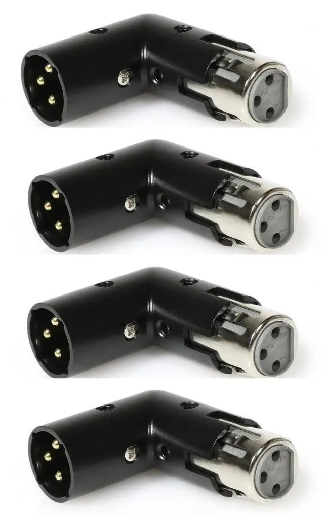 Alt view image 2 of 5 - LyxPro XLR Angle Adapter Dual Male and Female can be positioned to 4 different angles Right Left and 90 degree great for mixers that interfere with other applications - 4 Pack