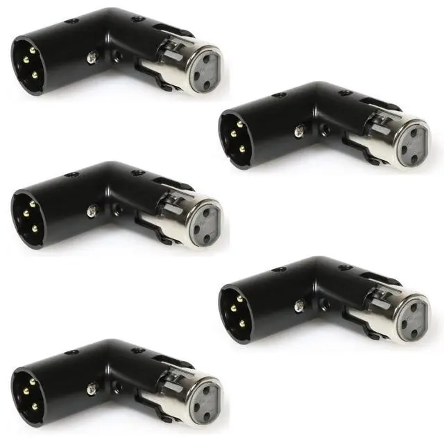 Alt view image 2 of 5 - LyxPro XLR Angle Adapter Dual Male and Female can be positioned to 4 different angles Right Left and 90 degree great for mixers that interfere with other applications - 5 Pack