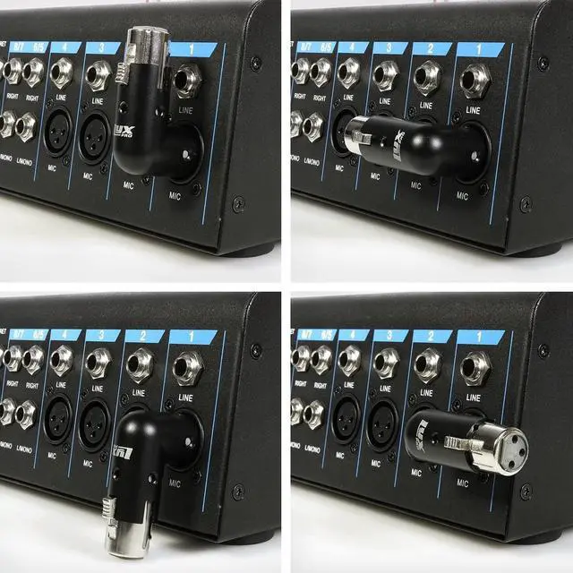 Alt view image 3 of 5 - LyxPro XLR Angle Adapter Dual Male and Female can be positioned to 4 different angles Right Left and 90 degree great for mixers that interfere with other applications - 4 Pack