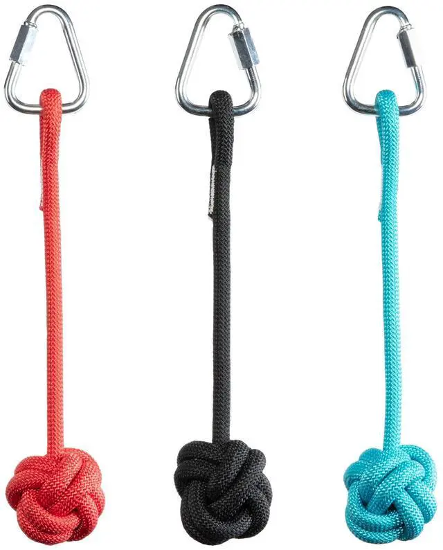 Alt view image 6 of 7 - 50 Foot Ninja Double Slackline Monkey Bar & Ladder Kit  Kids Gym Swinging Obstacle Course Set - Warrior Training, Fists, Gymnastics & Freestyle Rings - Bag & Tree Protectors