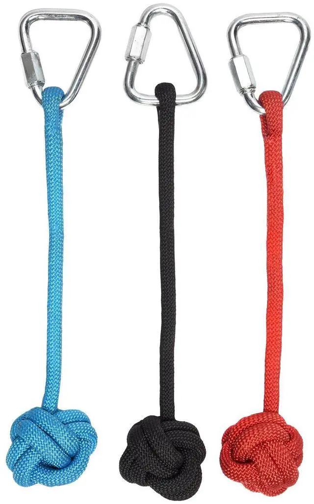 Alt view image 3 of 7 - Portable 50 Foot Slackline Monkey Bar and Ladder Kit - Kids Swinging Obstacle Course Set - Bars, Fists, Gymnastics Rings - 250lb Capacity - Storage Bag & Tree Protectors Included