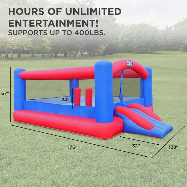 Alt view image 2 of 7 - Sunny & Fun Inflatable Bounce House | Giant 12x10.5 Feet Blow-Up Jump Bouncy Castle for Kids with Air Blower, Stakes & Repair Kit | Easy Set Up for Hours of Backyard Play & Party Fun | Ages 3-10
