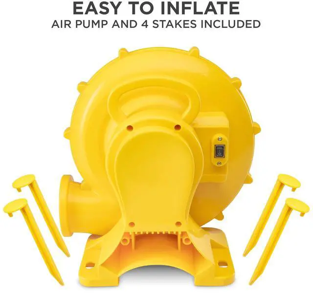 Alt view image 4 of 6 - Sunny & Fun Inflatable Hoop N Slide Park  Heavy-Duty for Outdoor Fun - Climbing Wall, Slide, Bounce House, Basketball Hoop  Easy to Set Up & Inflate with Included Air Pump & Carrying Case