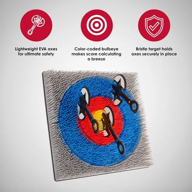 Alt view image 4 of 6 - Jumbl Wall-Mounted Axe Throwing Game Set  Bristle Target with Foam Axes for Bars, Basements, and Playrooms | Indoor Safe Play for Adults & Kids, Fun Wall Decor for Boys Rooms & Game Rooms