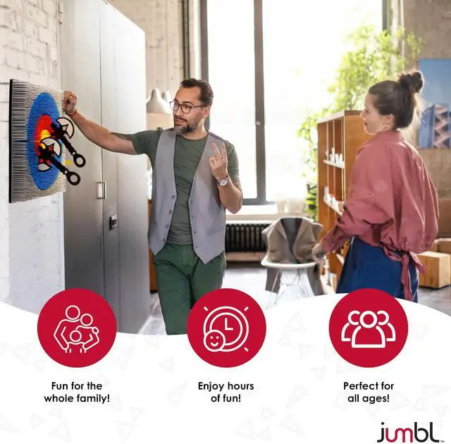 Alt view image 6 of 6 - Jumbl Wall-Mounted Axe Throwing Game Set  Bristle Target with Foam Axes for Bars, Basements, and Playrooms | Indoor Safe Play for Adults & Kids, Fun Wall Decor for Boys Rooms & Game Rooms