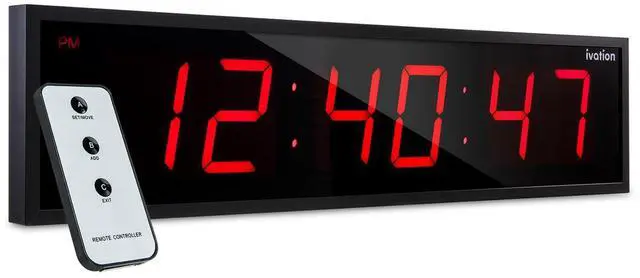 Main image of Ivation Huge Large Big Oversized Digital LED Clock - Shelf or Wall Mount (24 Inch - Red) | 6-Level Brightness, Mounting Holes & Hardware