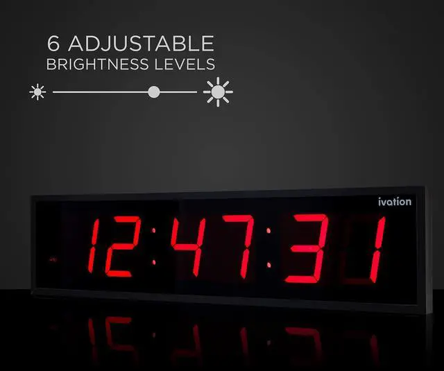 Alt view image 3 of 6 - Ivation Huge Large Big Oversized Digital LED Clock - Shelf or Wall Mount (24 Inch - Red) | 6-Level Brightness, Mounting Holes & Hardware