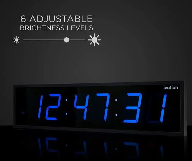 Alt view image 3 of 7 - Ivation Huge Large Big Oversized Digital LED Clock - Shelf or Wall Mount (30 Inches Wide, Blue) | 6-Level Brightness, Mounting Holes & Hardware