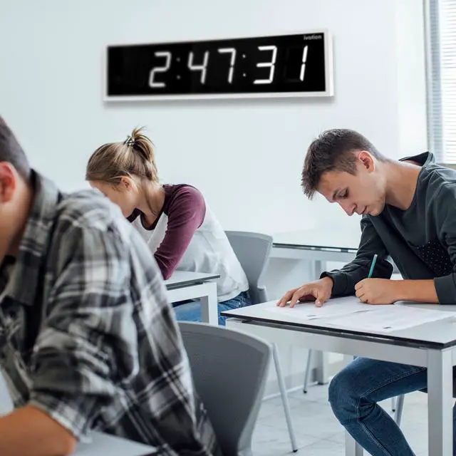 Alt view image 7 of 7 - Ivation Huge 36" Inch Large Big Oversized Digital LED Clock with Stopwatch, Alarms, Countdown Timer & Temp - Shelf or Wall Mount (White) | 6-Level Brightness, Mounting Holes & Hardware